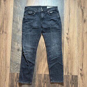 Rag & Bone Dre Low-Rise Slim Boyfriend Jeans Women's Size 27 Abbots Wash Black